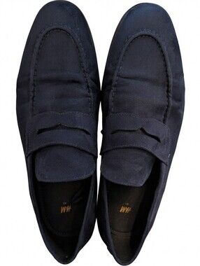 Navy Blue Suede Penny Loafers - (H&M) 👞 Wedding Wear
